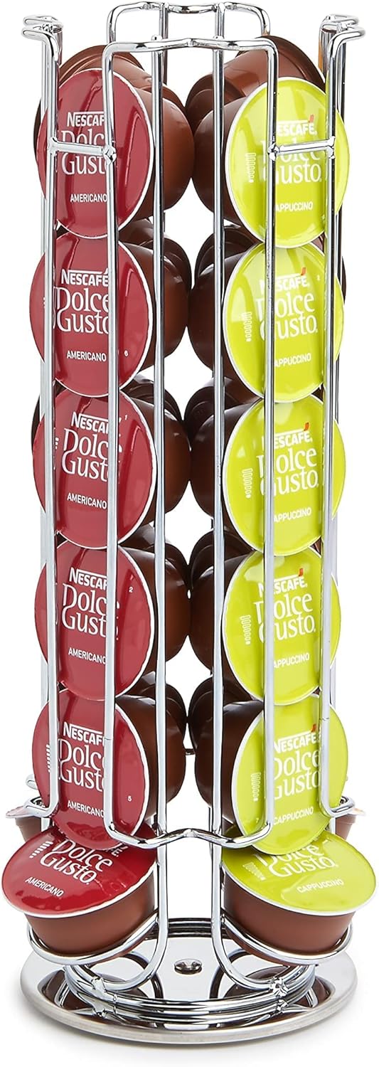 DELUCA, Porta Capsule Dolce Gusto, Dispenser 24 Posti con Base Rotante in Metallo