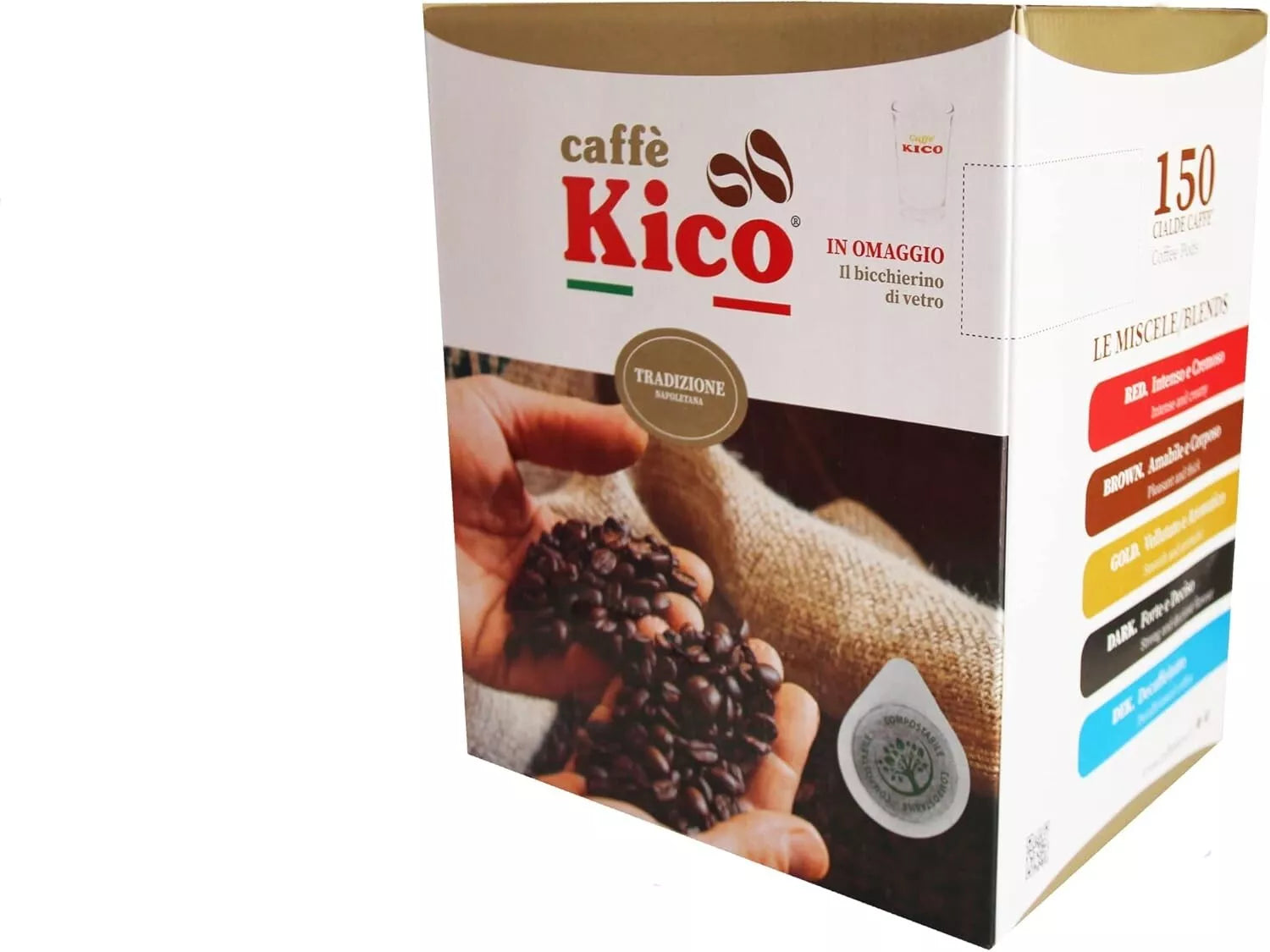 150 Cialde Caffè Kico ESE-44 mm Compostabile Miscela Red Rossa